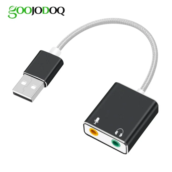 GOOJODOQ-tarjeta de sonido externa USB 7,1, adaptador de Audio USB de 3,5mm para auriculares, tarjeta de sonido para Macbook, ordenador portátil y PC