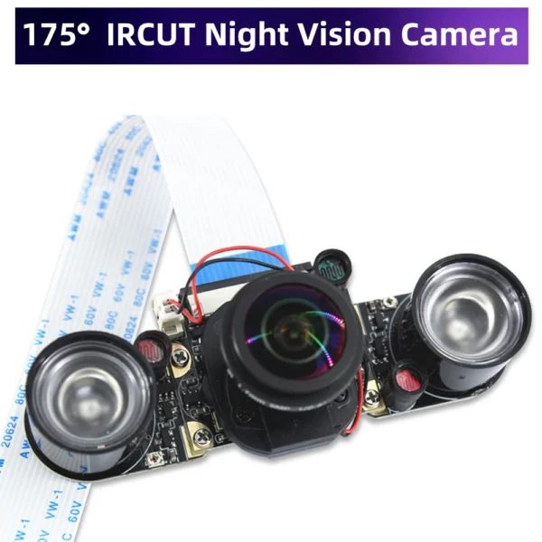 Raspberry Pi-Cámara de IR-CUT de 175 °, dispositivo de visión nocturna Focal ajustable, ojo de pez de 5MP, interruptor automático de día y noche para Raspberry Pi 5 4B 3B + Zero