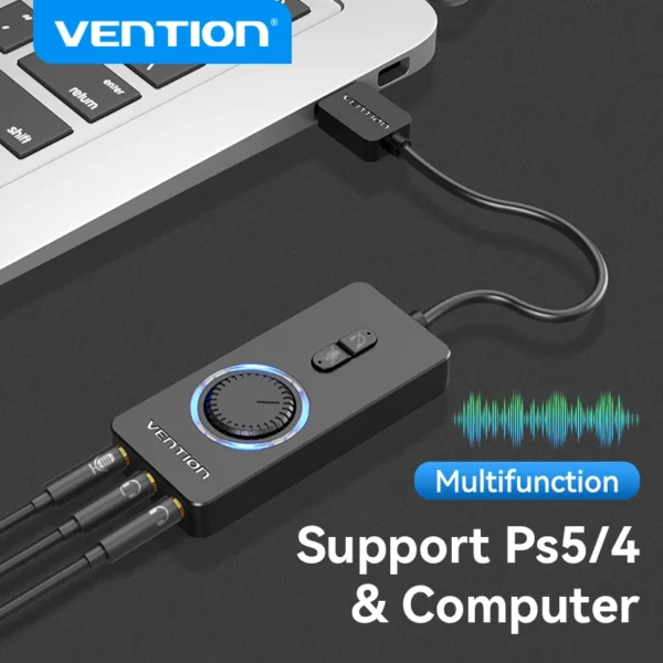 Vention-tarjeta de sonido externa USB a 3,5mm, adaptador de Audio USB a auriculares, micrófono para Macbook, ordenador portátil, PS4