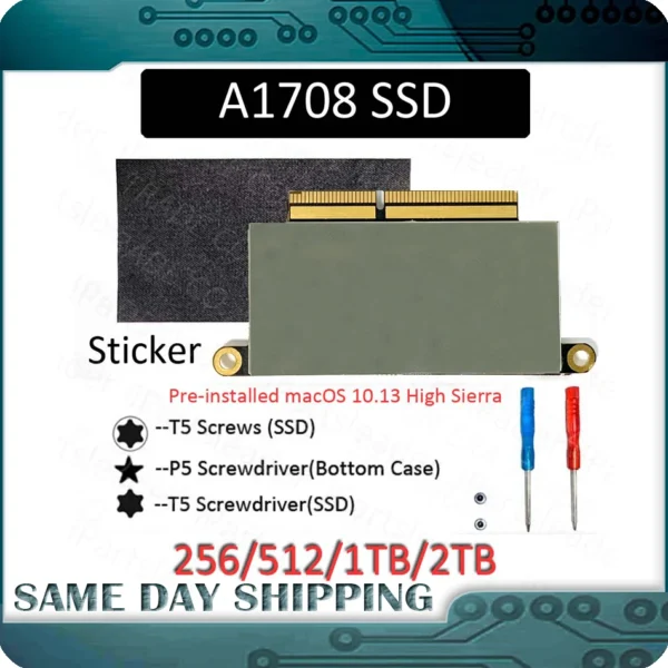 Usado para MacBook Pro Retina 13,3 "A1708 512GB 128GB 256GB 1TB PCI-E SSD 656-0042B 656-0072A 2016 2017 Año MLL42LL/A MPXQ2LL/A